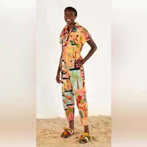 NWOT FARM Rio size M Multicolor Tropical Jumpsuit/ overalls